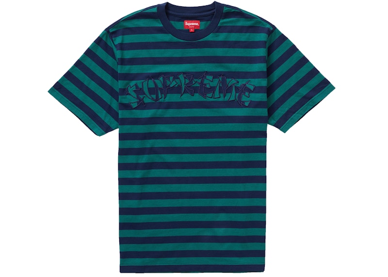 Buy Supreme Camiseta Navy con Aplique de Rayas S/S