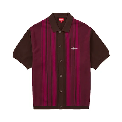 Supreme Stripe Button Up Polo 'Brown'