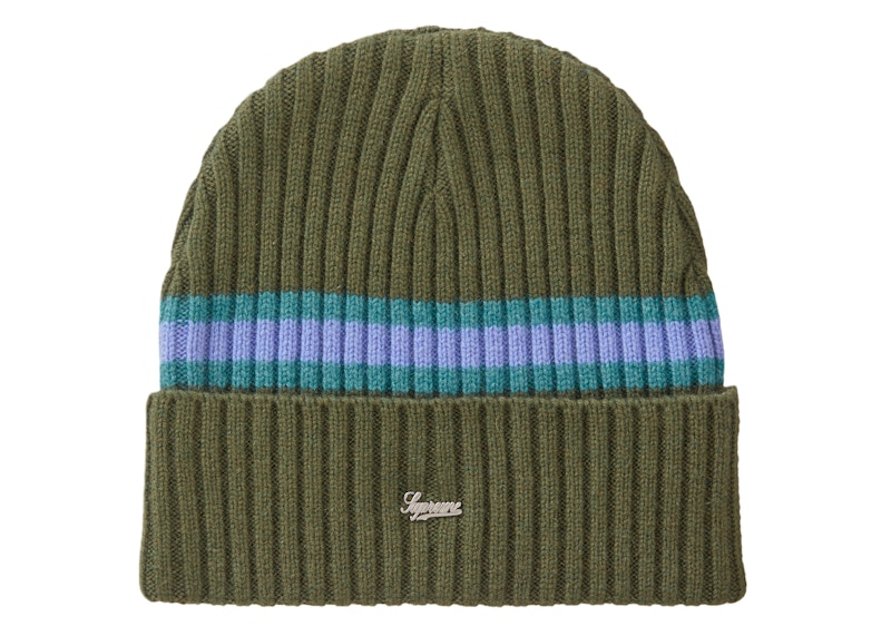 Supreme Stripe Cashmere Beanie Olive