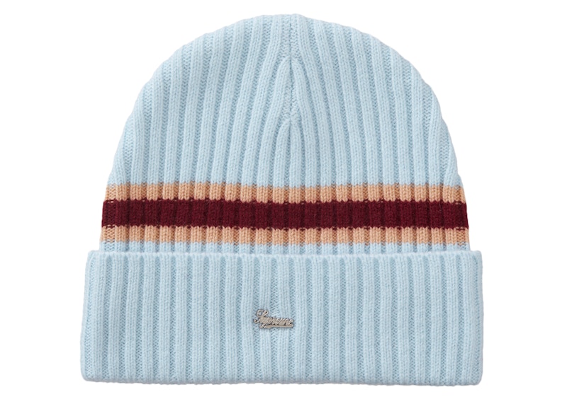 Supreme Stripe Cashmere Beanie Pale Blue