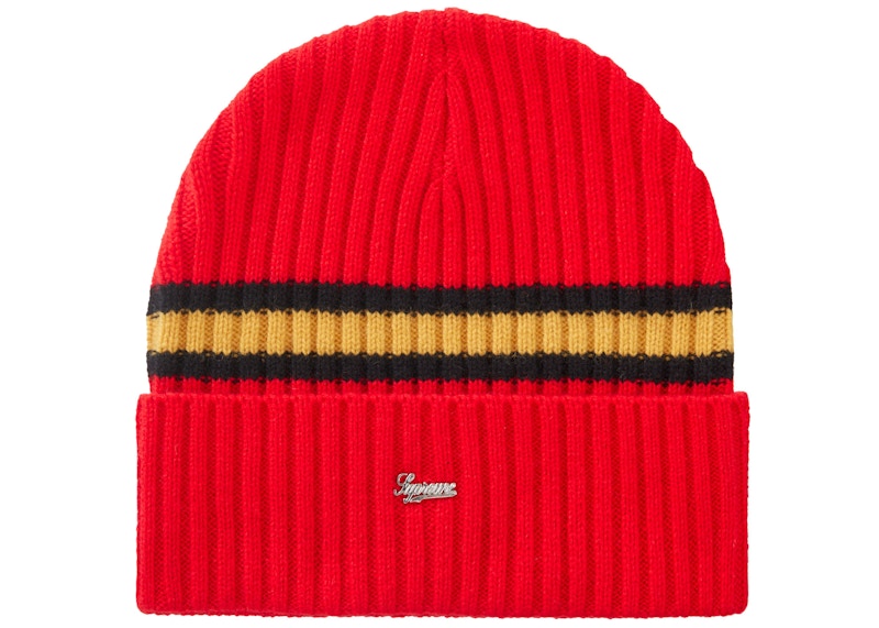 Supreme Stripe Cashmere Beanie Red