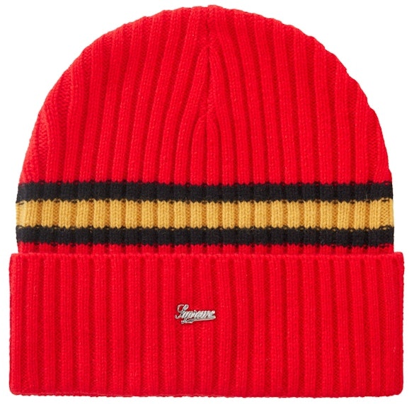 supreme-stripe-cashmere-beanie-red