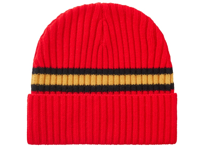 Supreme Stripe Cashmere Beanie Red 圖 2