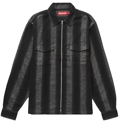 Supreme Stripe Flannel Zip Up Shirt Black Buy Supreme Stripe Flannel Zip Up Shirt Black