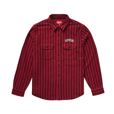 Supreme Stripe Heavyweight Flannel Shirt Red