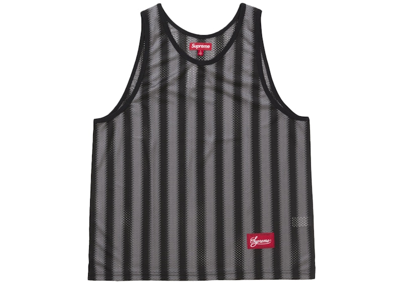 Supreme Stripe Mesh Tank Top Black