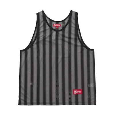 Supreme Stripe Mesh Tank Top Black