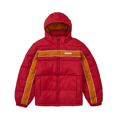 Supreme Stripe Panel Down Jacket Burgundy