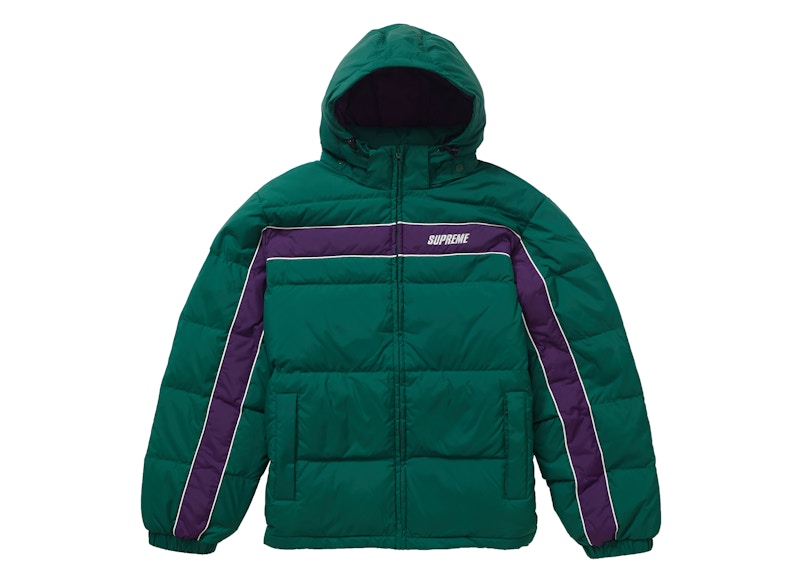 Supreme Stripe Panel Down Jacket Green