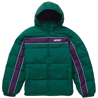 Buy Supreme Stripe Panel Down Jacket Green Novelship