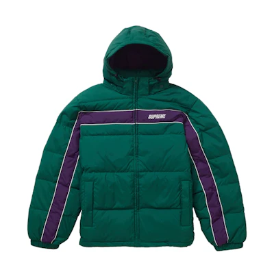 Supreme Stripe Panel Down Jacket Green