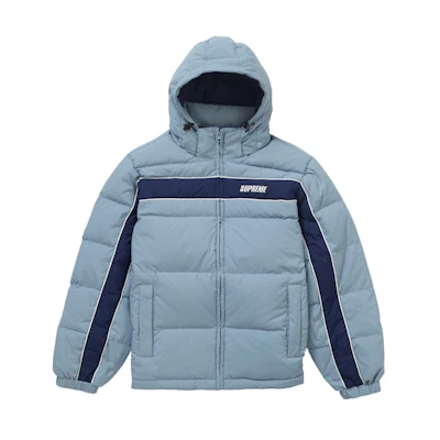 Supreme Stripe Panel Down Jacket Light Blue