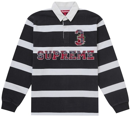 Supreme Stripe Rugby (FW25) Hitam Buy Supreme Stripe Rugby (FW25) Hitam