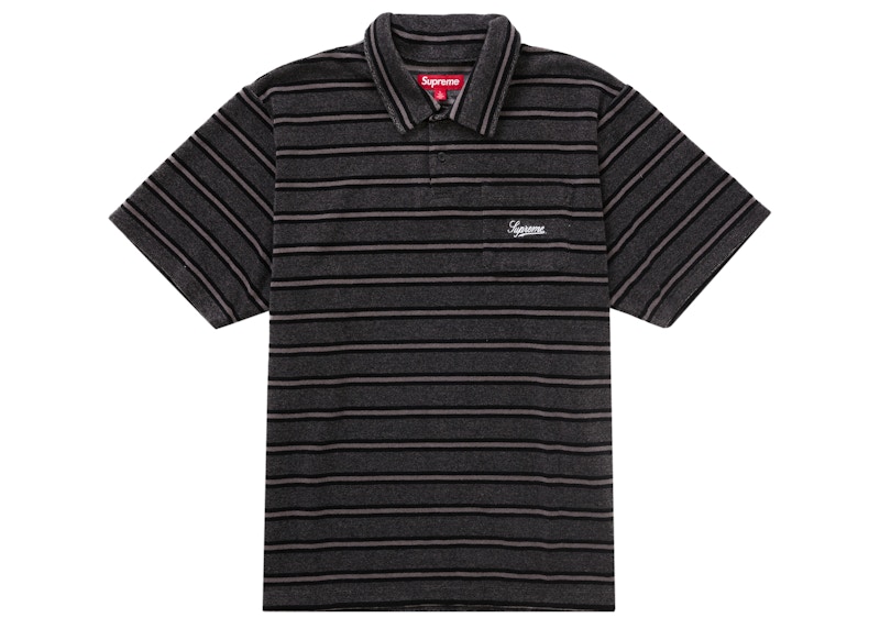 Supreme Stripe Terry S S Polo Black