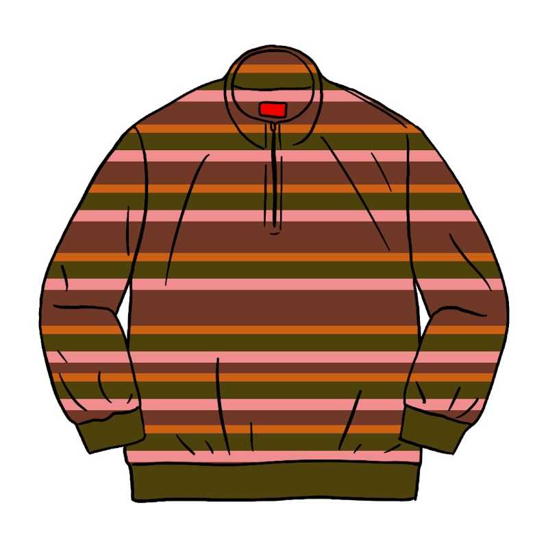 Buy 至高條紋天鵝絨半拉鍊套頭衫 桃色