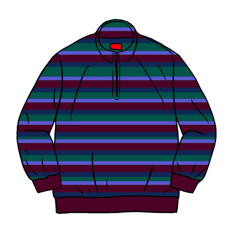 Supreme Stripe Velour Half Zip Pullover Purple