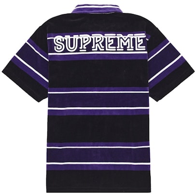 Supreme Stripe Velour Polo Black Order Supreme Stripe Velour Polo Black