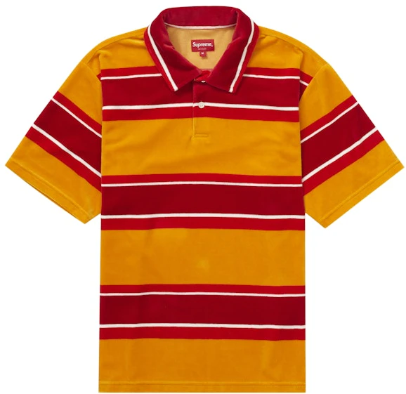 supreme-stripe-velour-polo-gold