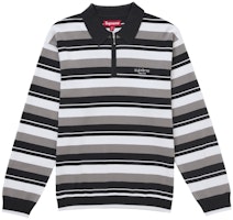 Supreme Stripe Zip L/S Polo Black Supreme Stripe Zip L/S Polo Black
