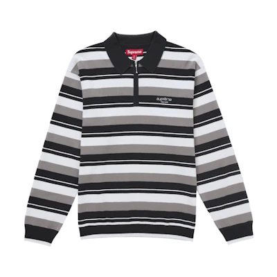 Supreme Stripe Zip L/S Polo Black
