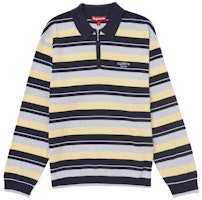 Supreme Stripe Zip L/S Polo Navy Supreme Stripe Zip L/S Polo Navy