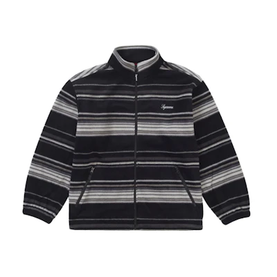 Supreme Stripe Zip Up Fleece Jacket Black