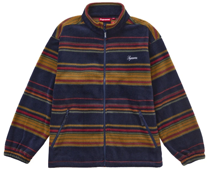 supreme-stripe-zip-up-fleece-jacket-navy