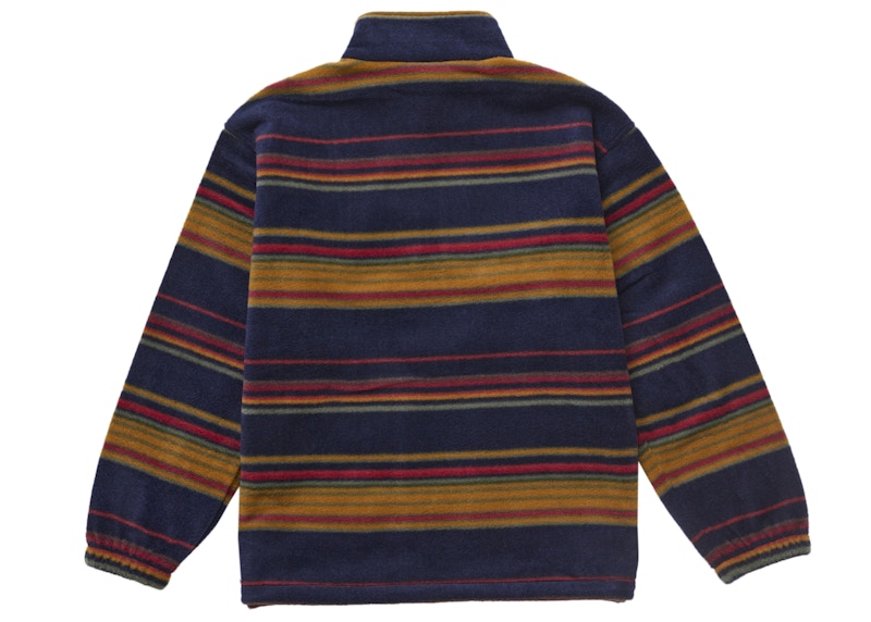 Supreme Stripe Zip Up Fleece Jacket Navy 圖 2