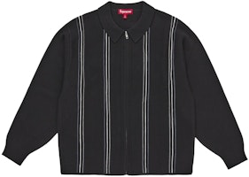 Supreme Stripe Zip Up Polo Sweater Black Supreme Stripe Zip Up Polo Sweater Black