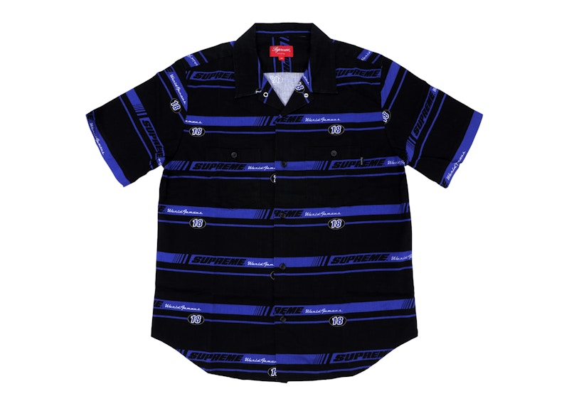 Buy 슈프림 스트라이프 레이싱 워크셔츠 블랙 
