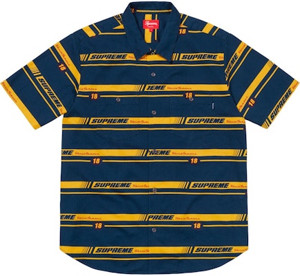 Buy Supreme Striped Racing Work Shirt Navy Novelship