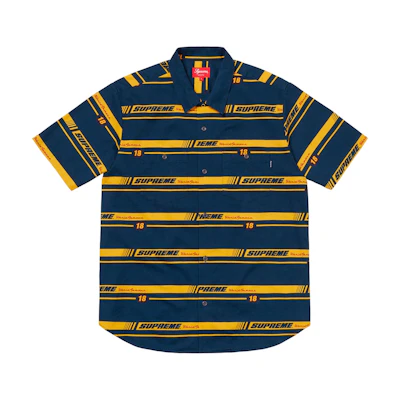 Supreme Striped Racing Work Shirt Navy