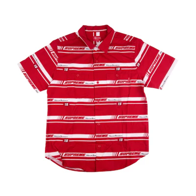 Supreme Striped Racing Work Shirt Red