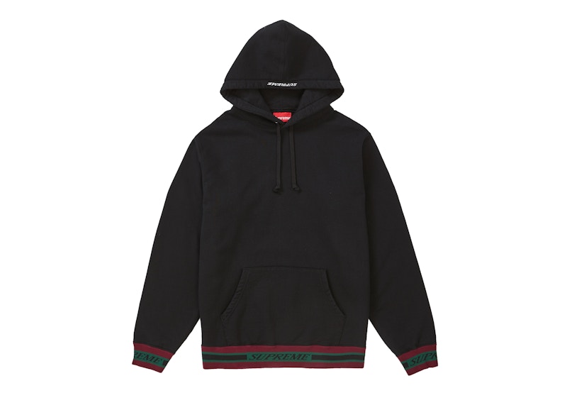Supreme Striped Rib Hooded Sweatshirt Black