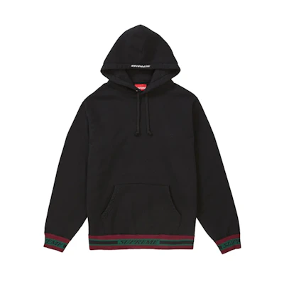 Supreme Striped Rib Hooded Sweatshirt Black