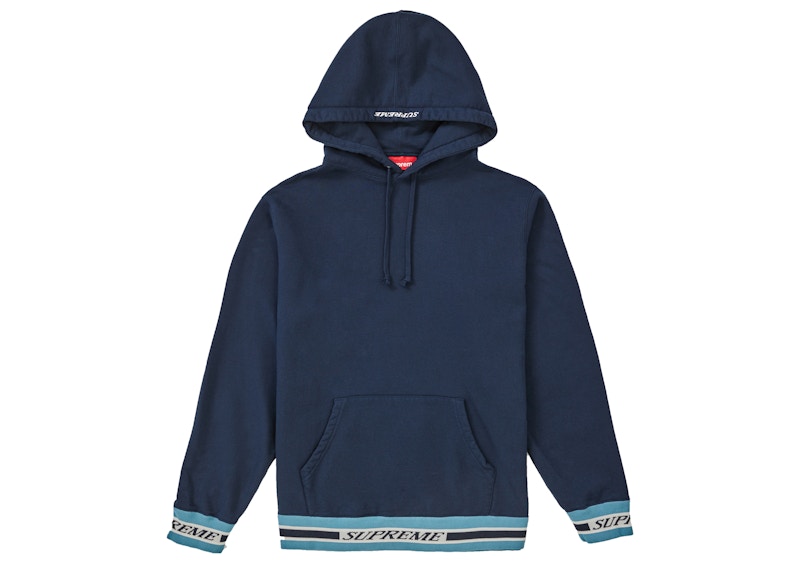 Buy Supreme Striped Rib Hooded Sweatshirt Navy - Novelship 