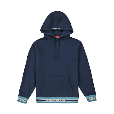Supreme Striped Rib Hooded Sweatshirt Navy