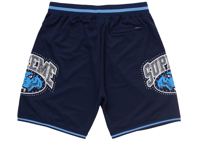 Order Supreme Celana Pendek Basket Navy dengan Detail Studded