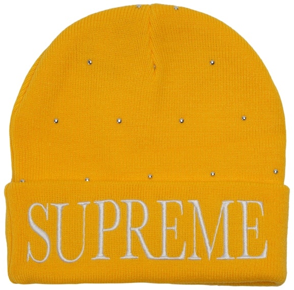 supreme-studded-beanie-yellow