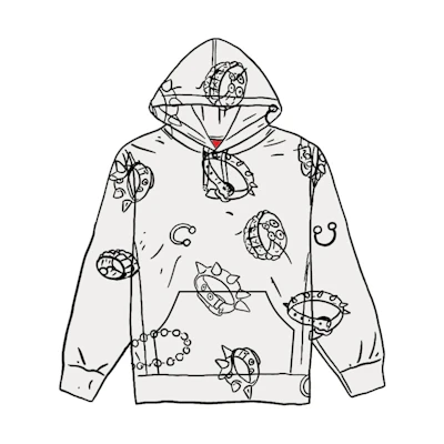 Supreme Studded Collars Hooded Sweatshirt White