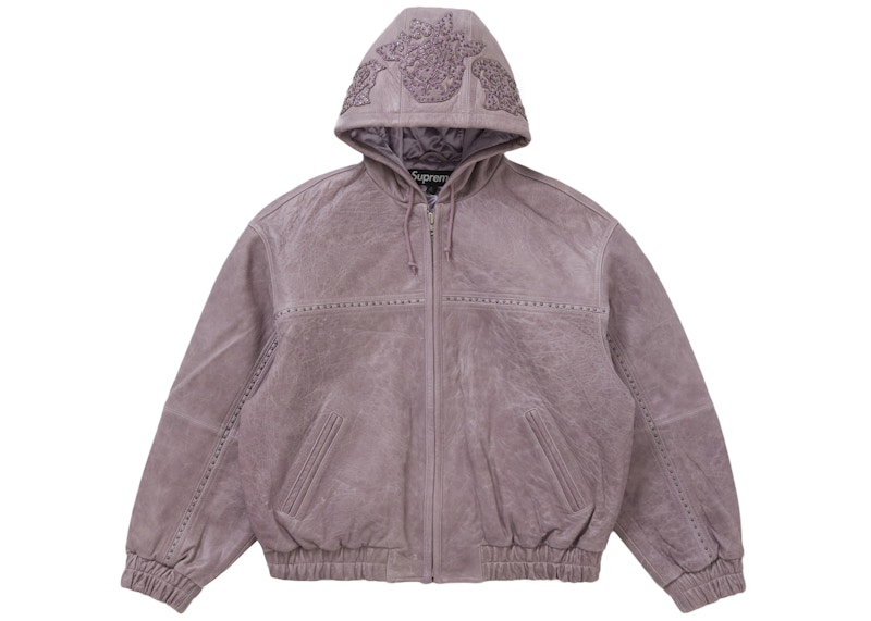 Buy Supreme Jaket Kulit Berkerudung Studded Lilac