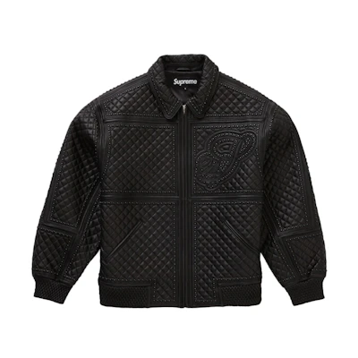 Supreme Studded Quilted Leather Jacket Black