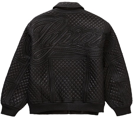 Supreme 黑色铆钉绗缝皮革夹克 Lookbook Supreme 黑色铆钉绗缝皮革夹克