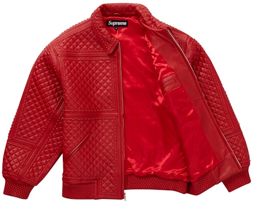 Supreme Studded Quilted Leather Jacket Red Order Supreme Studded Quilted Leather Jacket Red