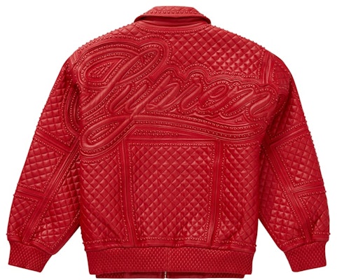 Supreme Studded Quilted Leather Jacket Red Lookbook Supreme Studded Quilted Leather Jacket Red