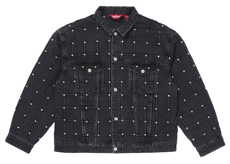 Supreme Studded Seam Denim Trucker Jacket Black