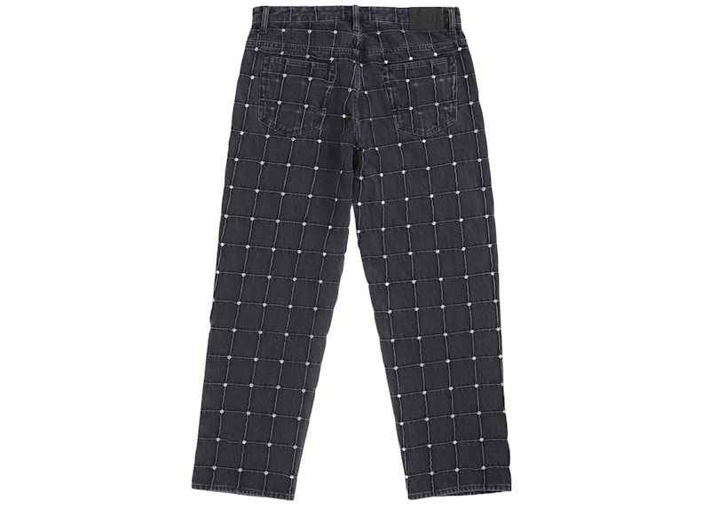 Order 슈프림 스터드 심 루즈 핏 진 블랙