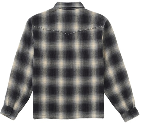 Supreme Studded Shadow Plaid Zip Up Shirt Black Order Supreme Studded Shadow Plaid Zip Up Shirt Black