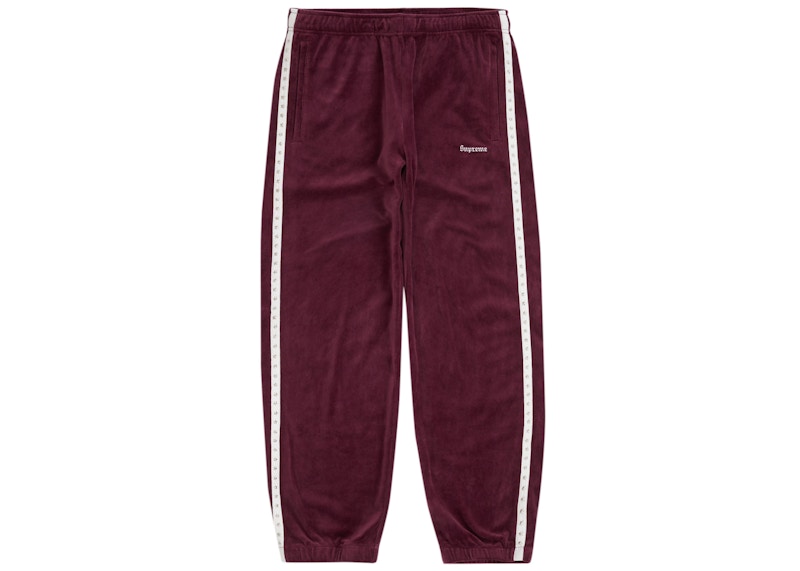 Buy Supreme Studded Velour Track Pant Burgundy - Novelship