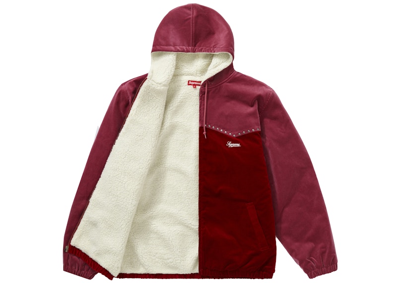 Studded Velvet Hooded Work Jacket